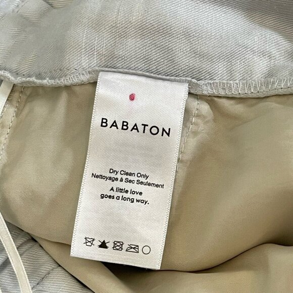 Aritzia Babaton Cohen Pants Cropped Pleated Linen Blend 10 Gray Summer Preppy - Picture 10 of 16